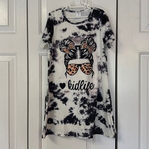 Kidlife Tie-Dye Dress with Leopard Print